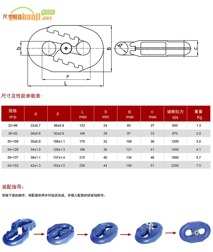 扁平弧齒型接鏈環(huán) 扁平環(huán) 弧齒環(huán)規(guī)格、尺寸、裝配指導(dǎo)